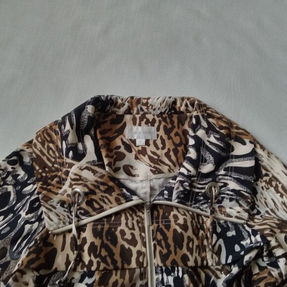 Erin London Vintage Animal Pattern Lightweight Zip Up Jacket Women's Size Medium - Picture 6 of 12